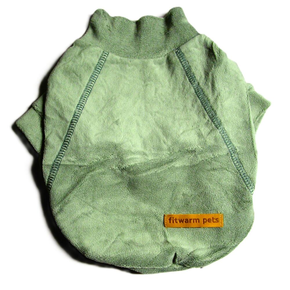Fit Warm Pets Winter Jacket Sage Green Size Small Cotton 10 in long 8 in wide